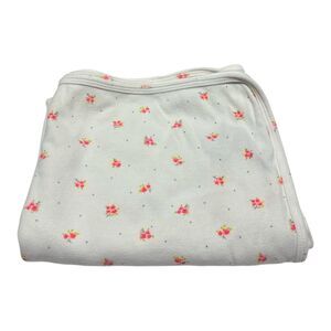 Carters Hot Pink Floral White Baby Receiving Blanket Cotton